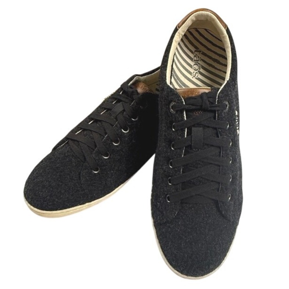 Taos Star Burst Charcoal Grey Wool Leather Trim Sneakers US 11 STB-13834
